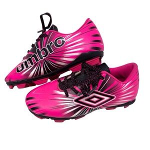 Umbro hot pink and black girls soccer cleats youth size 11K EUC